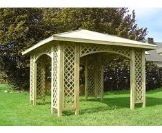 Stan-Wood GARTENLAUBE PAVILLON 3m x 3m (Außenmaß 3,5m) HOLZPAVILLON MIT HOLZDACH, RANKGITTER, SCHINDELN
