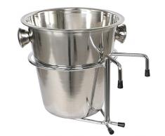 Getränke-Kühler für Champagner Wein Sekt Flaschen Tisch mit Halterung/Eiswürfelbehälter aus Edelstahl für den Strandkorb Farbe: Silber