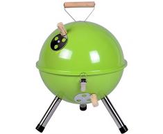 Nexos YG00263_G Mini Grill Kugelgrill Holzkohlegrill für Garten Terrasse Camping Festival Picknick BBQ Barbecue Ø 30 cm grün
