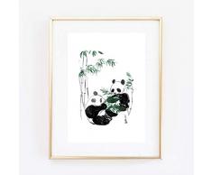 Kunstdruck Din A4 ungerahmt Panda Pärchen Bambus Bär Asiatische Kunst, Asien, Tuschemalerei, Druck, Poster, Bild