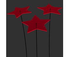 SUNPLAY Sonnenfänger Sterne Stella in ROT, 3 Stück je 20 cm Durchmesser im Set + 70 cm Schwingstäbe