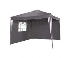 DeFacto® Pavillon 3x3m Faltpavillon Gartenzelt Partyzelz FaltbarInkl. 2 Seitenteile Popup 100% Wasserdicht Tragetasche und Befestigung Seile und Nagel GRAU