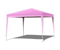 COSTWAY Faltpavillon Gartenpavillon Pavillon Faltzelt Partyzelt Gartenzelt faltbar 3x3 m inkl. Tragetasche (rosa)