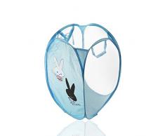 zhengyue-Netz Staubsaugerbeutel Wäschekorb Tiere Mignon Wäschekorb, faltbar, Maschen Pop Up ideal für das Tri Linge Aufbewahrungsschuppen Wäschesack Spielzeug Organizer Lapin Bleu