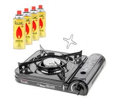 Mianova Campingkocher Gaskocher im Koffer BBQ Grill Anzünder Camping Shisha Kohle Kohleanzünder Grillanzünder RS-3500 4 Gasflaschen Kühltasche