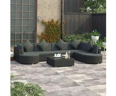 Festnight 8-TLG. Garten-Lounge-Set mit Auflagen Lounge Sitzgruppe Sitzgarnitur Gartengarnitur Gartenset Gartensofa Fußhocker Poly Rattan Schwarz
