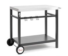 BBQ-Toro Grillwagen 85 x 50 x 81 cm | Metall Beistelltisch mit Edelstahl Arbeitsfläche | Rollwagen zum Grillen | Outdoorküche