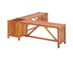 mewmewcat Garten-Eckbank mit Pflanzkübel 150×150×40 cm Massivholz Akazie