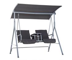 Outsunny Hollywoodschaukel Gartenschaukel Schaukel 2-Sitzer mit Sonnendach Grau 170 x 110 x 165cm