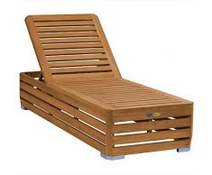 Teako Design Gartenliege Picardie Teak unbehandeltes Massivholz Wetterfest Sonnenliege Teakholz Holzliege Relaxliege