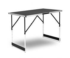 eSituro Campingtisch Alu Klapptisch höhenverstellbar 100x60x73-94cm Falttisch Picknicktisch, Tischplatte aus MDF, Schwarz