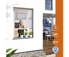 Windhager Insektenschutz Rollo Fenster Plus, Fliegengitter Alurahmen für Fenster, individuell kürzbar, weiß, 160 x 160 cm, 03892