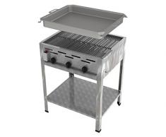 DPS Gasgeraetemanufaktur Hessen Gasbräter 3-flammig mit Rost und Pfanne Standgerät Flüssiggas 13,5 KW, EDELSTAHLBRENNER