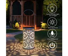 LED Solar Laterne für Draußen, Tencoz Solar Garten Hängende Laterne Zylinderförmige Nachtlicht Wasserdicht mit Lichtempfindlichkeit für Veranda/Rasen/Hof/Gehweg/Auffahrt/Weihnachten