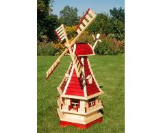 Deko-Shop-Hannusch Garten-Windmühle mit Lamellendach – Höhe 1,3 m mit Solarbeleuchtung