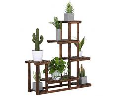 Yaheetech Blumenregal Pflanzentreppe 5 Stufen Blumentreppe Holz klappbar Blumenleiter Pflanzleiter für Innen Wohnzimmer Balkon 97 x 25 x 96 cm Dunkelbraun