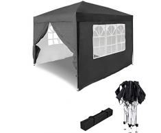 HENGMEI Gartenpavillon Faltbare Pavillon 3x3m Faltpavillon Gartenzelt Partyzelt Sonnenschutz (3x3m, mit Seitenteilen, Anthrazit)