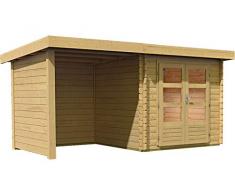 Karibu Woodfeeling Gartenhaus Bastrup 2 mit Schleppdach 2 Meter, Seiten- und Rückwand