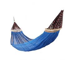 Ppy778 Outdoor-Hängematte, doppelte Mesh-Belüftung, Holzstäbchen zur Vermeidung von Überschlag, Mehrfarben optional, 200 * 150 cm (Color : Blue)