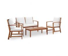 vidaXL Akazienholz Massiv Gartenmöbel 4-TLG. mit Auflagen Sitzgruppe Gartenset Lounge Sofa Gartenbank Gartenstuhl Sitzgarnitur Gartengarnitur