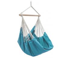AMANKA XXL Hängesessel 185x130cm Hängestuhl 2 Personen Hängesitz bis 150 kg Baumwolle Hängematte inkl. 360° Swivel Hängeschaukel Blau