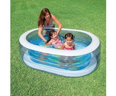 Planschbecken Badespaß Schwimmbad für Kleinkinder Pool Planschbecken Kinderpool Babypool Baby Pool Schwimmingpool Kinderplanschbecken Oval Whale Pool ca. 163 x 107 cm / Höhe ca. 46 cm Aquarium mit Wal Fisch Motiv am Boden aus