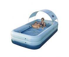 GNHOME Aufblasbarer Pool Kinderpool Family Schwimmbad Drahtloses Automatisches Aufblasbares Schwimmbad Mit Markise, Verdicktes Hochleistungs-PVC, Sommerwasserparty-Versorgung für Kinder Erwachsene