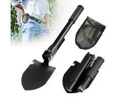 AODOOR klappspaten, Multifunktional Klappschaufel,Stahl Mini Schaufel Spitzhacke für Garten und Camping, Wandern, Backpacking, Angeln - Schwarz