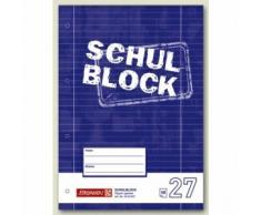 10 x Brunnen Schulblock A4 liniert Lineatur 27 mit Rand 4-fach gelocht 50 Blatt