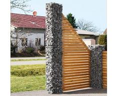 bellissa Gabionenstele PRONTO - 98108 - Hochwertige Gabionensäule - Dekorative, schmale Steinsäule inkl. Rohrpfosten - 30 x 15 x 105 cm