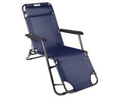 Nexos klappbare Sonnenliege Relaxliege Liegestuhl Klappliege Stahl (Blau)