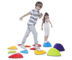 Special Supplies 12 Trittsteine für Kinder im Innen- und Außenbereich Balance Blöcke fördern Koordination, Balance, Stärke, kindersicheres Gummi, rutschfeste Kanten, merhfarbig, 12