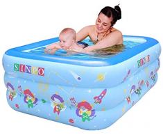 WEY&FLY Familie Pool, Kinderpool für Schwimmen Spielen Schlafen, Kinder Aufstellpool Planschbecken Aufblasbare Pool, Aufblasbare Badewanne, 3-Ring Embossing (150cm, Blau)