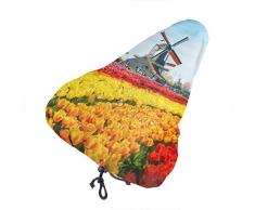 Yushg Fahrradsitzbezug Holzwindmühle Flower Road Sitzbezug für Kinder Reisesitzbezüge mit Kordelzug, Regen- und staubdicht für die meisten Fahrradsättel