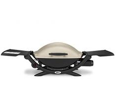 Weber 53060079 Gasgrill Q 2000, Titan, Zündung per Knopfdruck, Abklappbare Seitentische, Balkon Grill