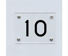 1x Hausnummernschild, Acrylschild mit Hausnummer in Wunschziffer o. Name, schwarz, Hausschild inkl. Zubehör 20x15cm