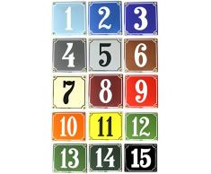 Buddel-Bini Wetterfestes Emaille Hausnummernschild 2-stellig mit Wunschzahl/Buchstaben 14x12 cm Schriften