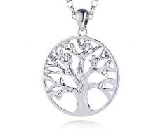 Morella Damen Edelstahl Halskette 70 cm mit Lebensbaum Anhänger Glücksbringer 34 mm und Samtbeutel