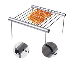 LYXMY Tragbar Camping Grill, Faltbar Grill Grill Gestell, Edelstahl Mini BBQ Ständer Dunkelgrau Regal Rost W/Verzinkt Füße für Campers Außen Picknicke Überleben - Silbern, Free Size
