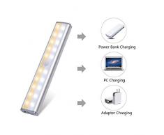 4PC LED Schrank Lampen 20 LED, Bewegungssensor Kleiderschrank Lampen Unterbau Beleuchtung Küchenlampen, Wireless wiederaufladbare Schrank Beleuchtung, Schrank Nachtlicht für Innen- / Außenküche 4PC