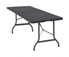 Casaria Gartentisch Klapptisch Klappbar 180 cm Poly Rattan Optik Kunststoff Schwarz Campingtisch Buffettisch Tisch groß
