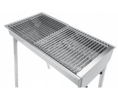 HENDI Holzkohlegrill, inkl 2 roste von je 345x345mm, Model Patio, mit abnehmbaren Füßen, Bräter, BBQ, nur für Verwendung im Aussenbereich, 770x380x(H)760, Edelstahl 18/0