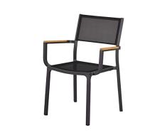 Kai Wiechmann Stapelstuhl Gartenstuhl Marbella Aluminium mit Teak anthrazit extrem leicht ✓ modern ✓