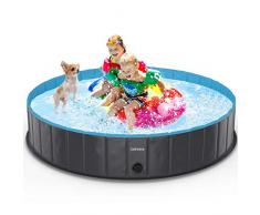 lunaoo Hundepool Schwimmbecken Für Kleine & Große Hunde, Faltbare Hund Planschbecken, Hundebadewanne, Planschbecken für Kinder und Hunde, Eco-Friendly PVC Hundepool 80cm / 120cm / 160cm