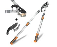 AIRAJ einziehbare Astschere, einziehbarer Wurzelstock und Bypass-Astschere mit SK5-Klinge aus kohlenstoffhaltigem Stahl, einziehbarer Aluminium-Griff