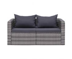 vidaXL 2X Garten Ecksofa 2-Sitzer Gartensofa Lounge Sofa Sessel Gartensessel Gartenmöbel Sitzgruppe Sitzgarnitur Gartenset Gartengarnitur Poly Rattan Grau