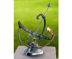 pompidu-living Sonnenuhr, hochwertiger Outdoor-Zeitmesser für den Garten, wetterfeste Bronze-Uhr, 25x25x30cm