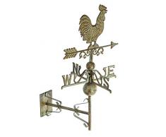 aubaho Nostalgie Wand Wetterhahn Hahn Garten Dekoration Windrad Eisen Wetterfahne Grün