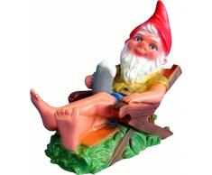Gartenzwerg auf Liegestuhl aus bruchfestem PVC Zwerg Made in Germany Figur
