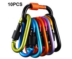 10 Stück Karabiner mit Schraubverschluss, Gimars Schlüsselanhänger Karabinerhaken Aluminium Schraubkarabiner für Camping, Angeln, Wandern oder Reisen